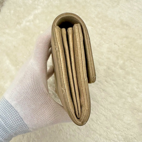 Chanel Gold Suede Leather Wallet On Chain - Picture 4 of 14